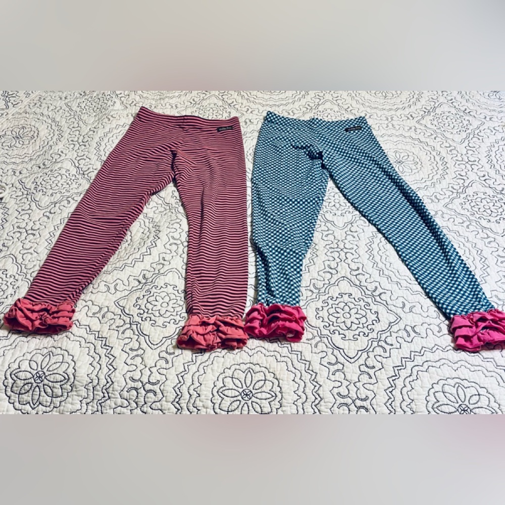 MatildaJane girls leggings. One blue and one dark pink. Size 12.